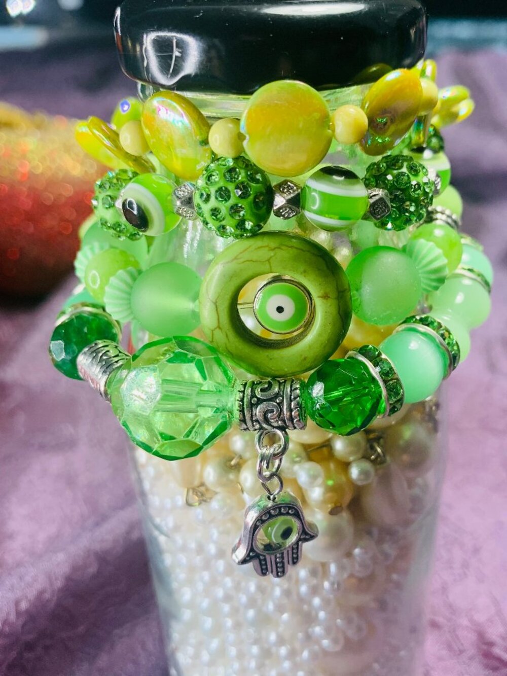 Evil Eye, Jade, Shell, Aventurine, Howlite, Jasper & Agate Bracelet Set